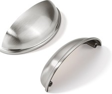 10 Pack 3-3/4" Drawer Pulls Brushed Satin Nickel Cabinet Cup Pulls Kitchen Ha...