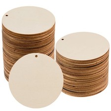 AWIZOM 120 Pcs 3 Inch Unfinished Round Wood Circles with Hole 3 Inch, 120
