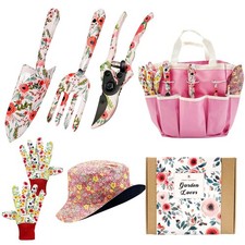 6Pcs Garden Tools with Reversible Fisherman Sun Hat & Storage Bag,Gardening H...