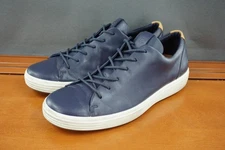 Ecco Leather Sneakers Mens 8.5 US / 42 EUR Blue Leather Lace Up Low Top Shoes