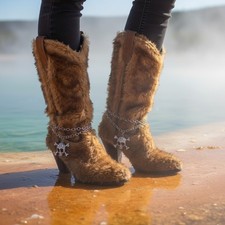 Women Boot Bracelet SET Silver Metal Chain Strap Shoe Bling Skull Charm HANDMADE