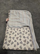 Gymboree Baby Boy Blanket 90s Train Engine Blue Striped Back Vintage Rare HTF