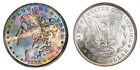 1881-P ANACS MS64 MORGAN $ PRETTY COLORFUL RAINBOW TONING (VIDEO}