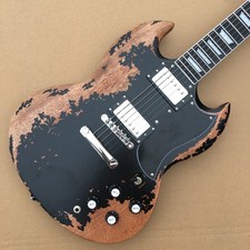 Vintage Black SG Electric Guitar 6 String Solid Body HH Pickups Mahogany Neck