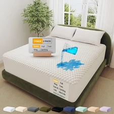 100% Waterproof Mattress Protector, Queen Size Mattress Pad, Fits 6"-20" Mattres