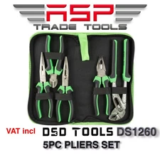 DSD Tools 5pc Pliers Set combination long bent nose side cutters water pump