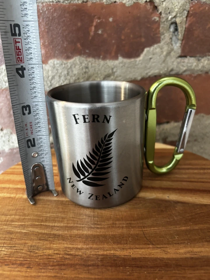 FERN Nueva Zelanda Aislado Acero Inoxidable Camping Taza/Taza Mosquetón Mango Foto 2 de 4