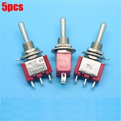 5Pcs Spdt On-Off-On 6A 125Vac Toggle Switch Red 3 Pin Mini Ic New oi *tm