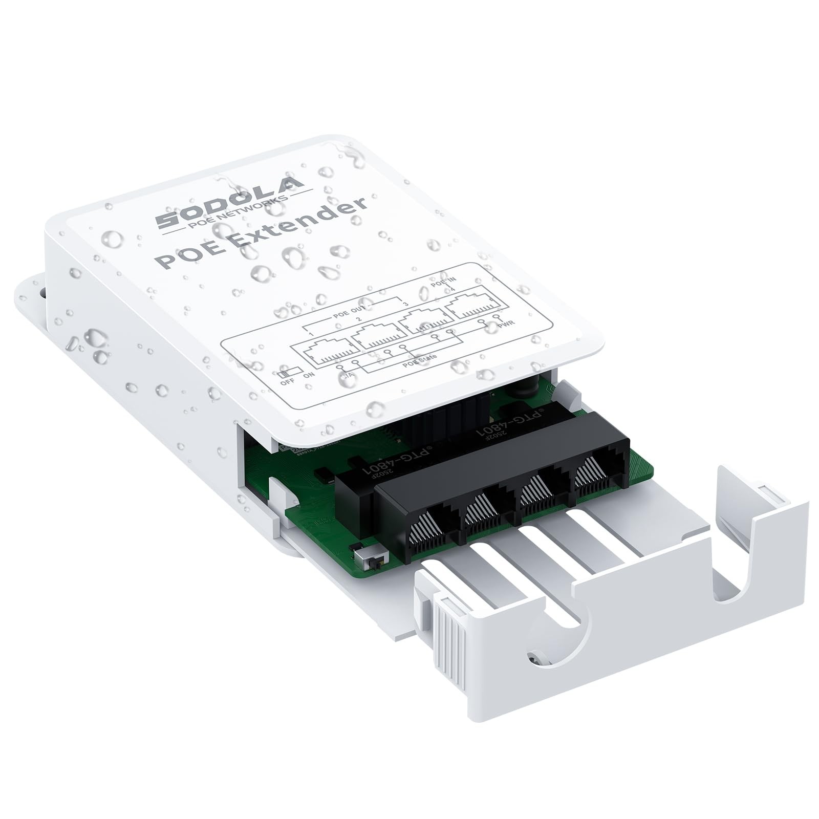 Extenseur PoE Gigabit extérieur 4 ports 1 entrée 3 sorties RJ45