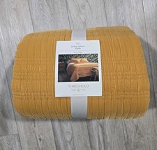 Lofty Velvet Quilt Dark Gold Size King By Threshold