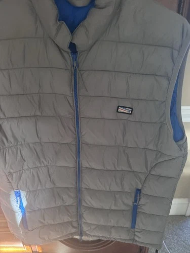 Johnnie-O Mens Hudson Vest Medium Light Gray Full Zip Sleeveless Puffer Nylon image 2