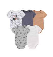 5 Pcs Fashion Cartoon Short Sleeve Baby Boy Girl Bodysuits Soft Newborn Clothes