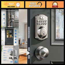 Keyless Entry Deadbolt Door Lock with Knobs, Satin Nickel Finish, Smart Security