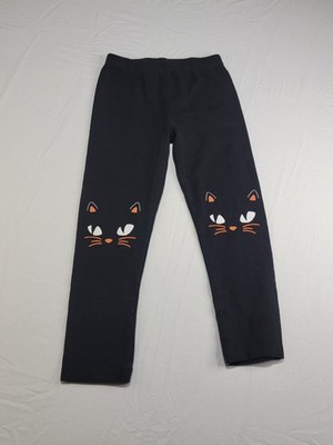 Wonder Nation 4T Black Cat Leggings Toddler Girls Halloween Kitty Face Pants