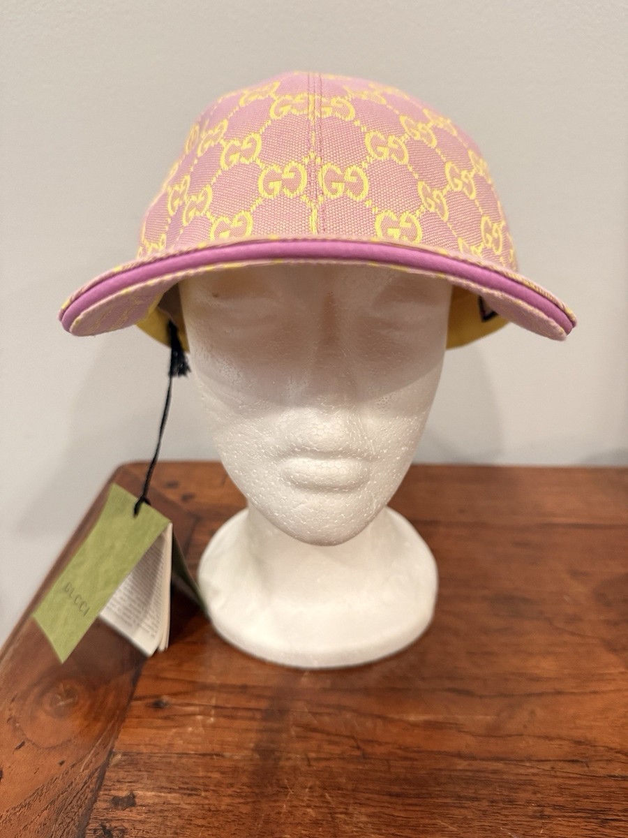 Authentic Gucci GG Monogram Canvas Sz L/59 Cm Leather Trim Pink