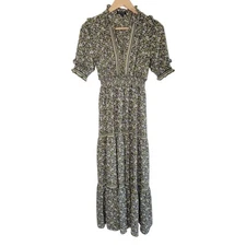 Max Edition Dress XS Maxi Tiered Floral Green Cottagecore Fairy Ditsy Romantic