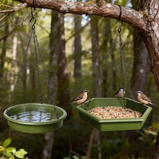 XL Bird Feeder & Bird Bath 2 in 1 Hanging Bird Feeding Tray and Bath Outdoor