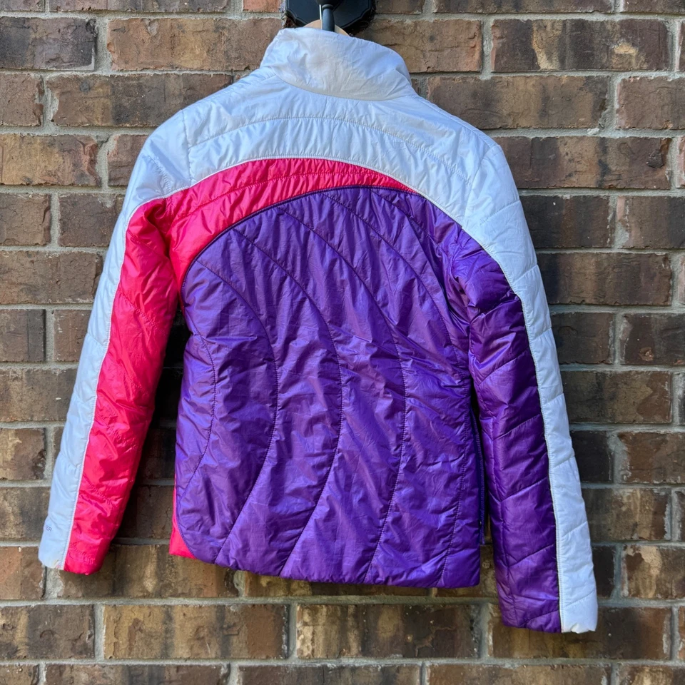 Obermeyer Girls Puffer Jacket Purple Pink White Full Zip Lightweight L 14/16 - Image 2 of 4