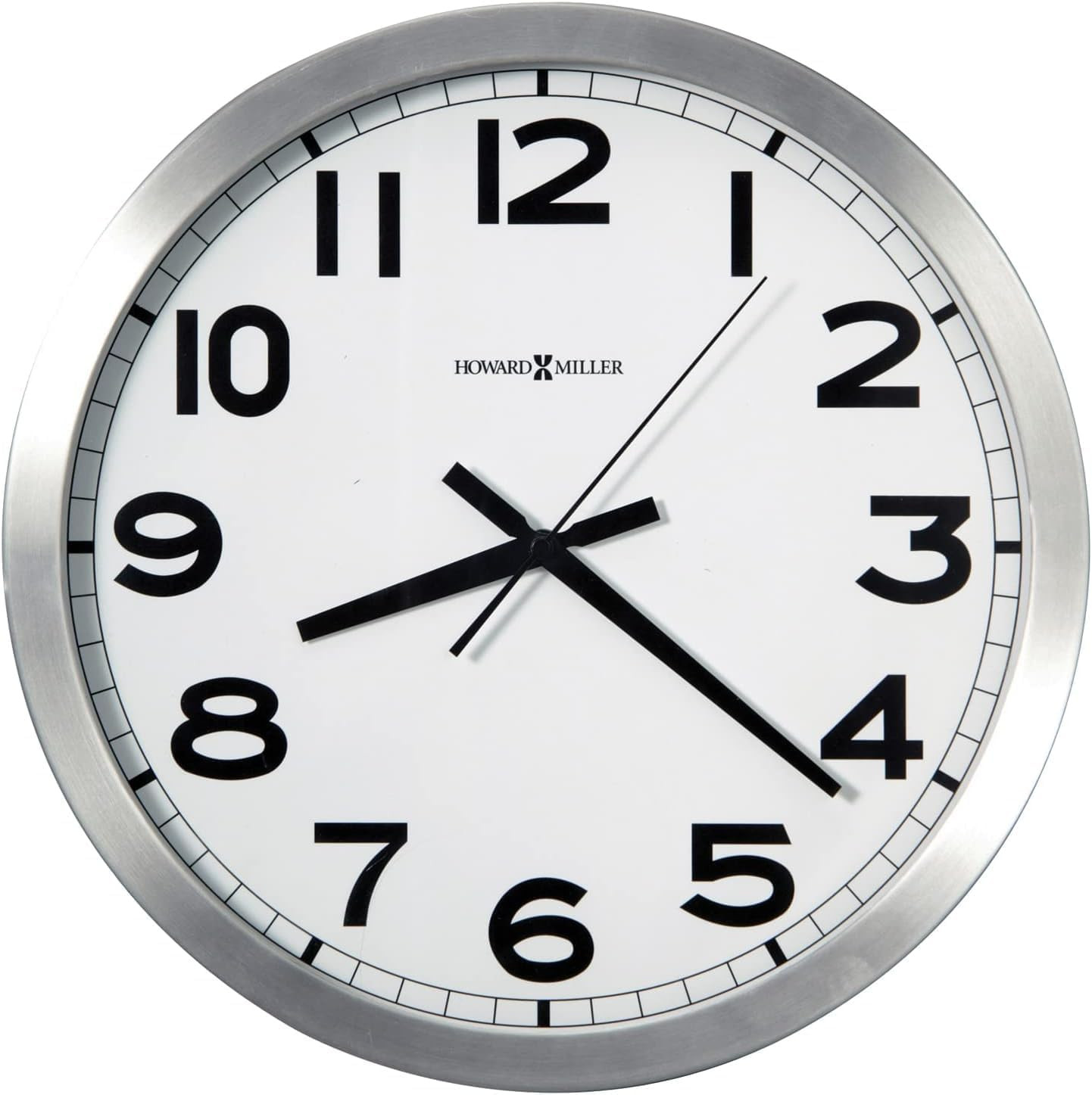 Howard Miller Gooding Wall Clock II 547-688 – Modern round Brushed Aluminum, Fla