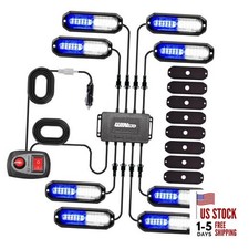 8pcs Led Strobe Lights 12v Sync Feature Blue White 12led Emergency Blue White