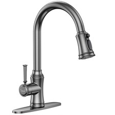 Hurran BHUR0025AGYUS-GREY Kitchen Faucet Pull Down Sprayer Single Handle High