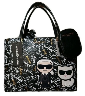 KARL LAGERFELD PARIS MAYBELLE ZIPPER BLACK TOTE BAG New