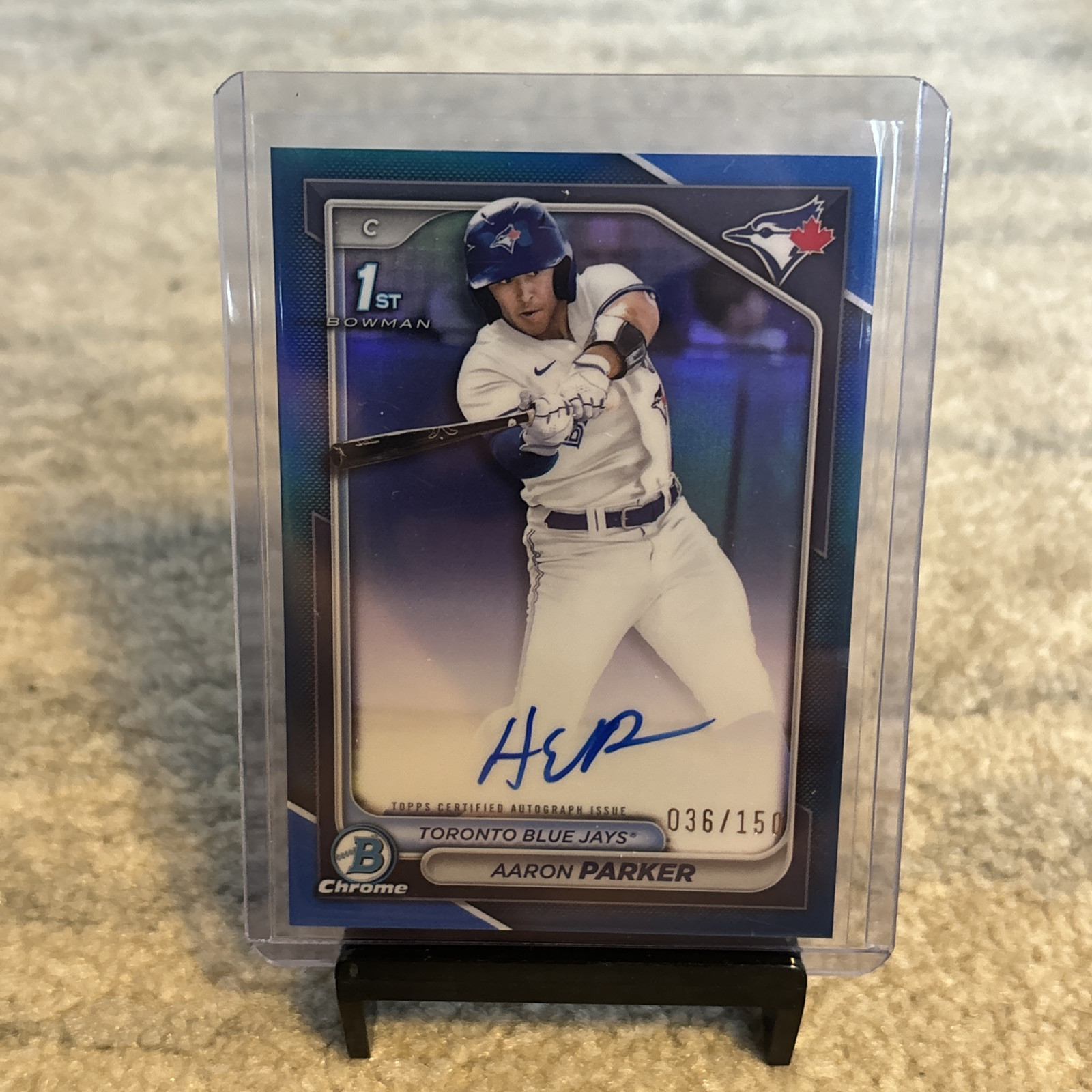 2024 Aaron Parker Bowman Chrome Draft 1st True Blue Refractor Auto /150 Toronto