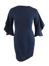 Lauren Ralph Lauren Women's Ruffle-Sleeve Ponte Dress (12, Navy)