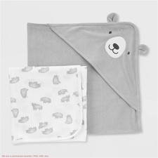 Carter's Just One You Baby Bear Hooded Bath Towel - Gray