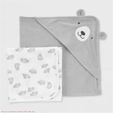 Carter's Just One You Baby Bear Hooded Bath Towel - Gray
