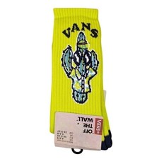 Vans Crew Socks Mens Womens 6.5-9 Lime Green Cactus Skateboard Logo Athletic New