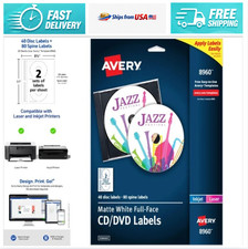 Printable CD Labels, Matte White, Permanent Adhesive for Inkjet, 40 Labels  80
