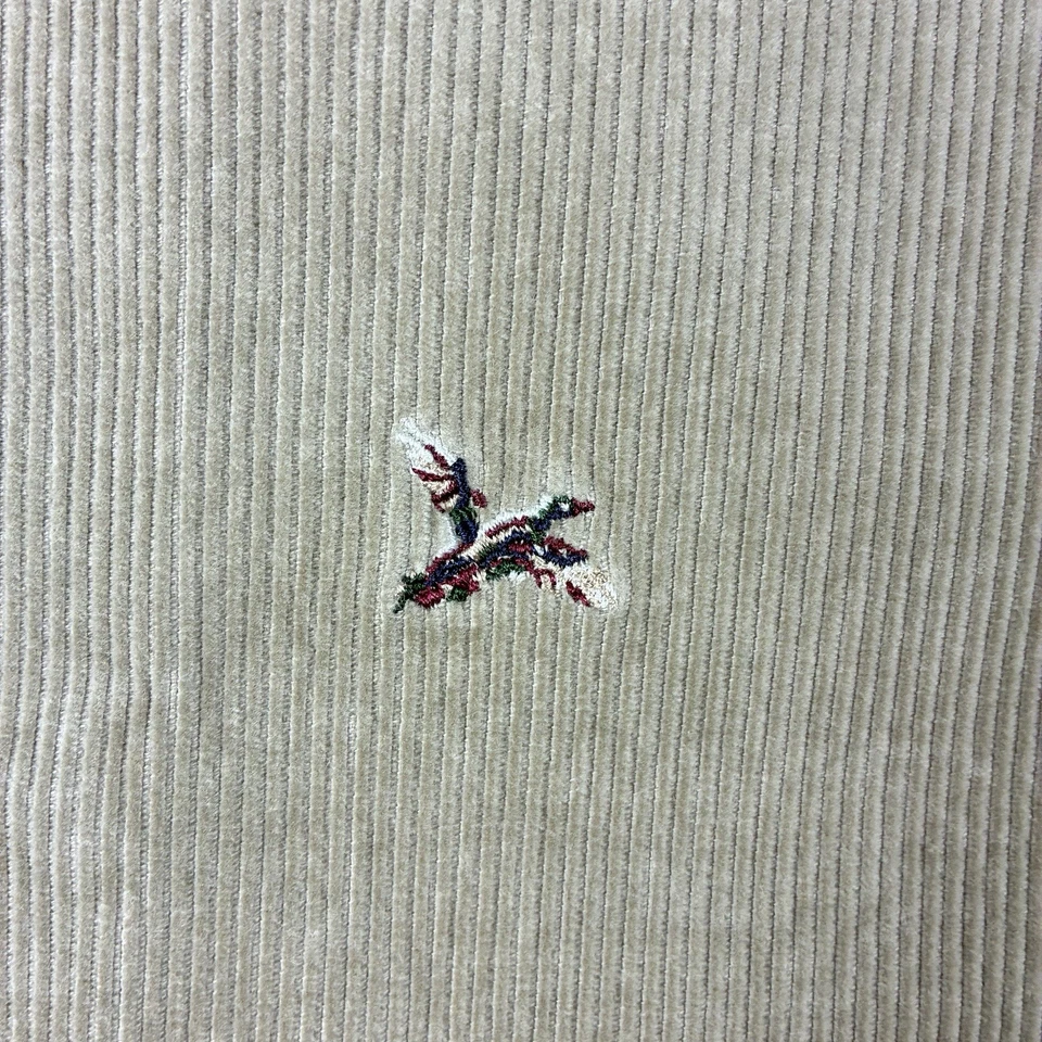 Calça de veludo Duck Head Bradbury bordada de pato cáqui nova com etiquetas masculina 34x34 - Imagem 2 de 4