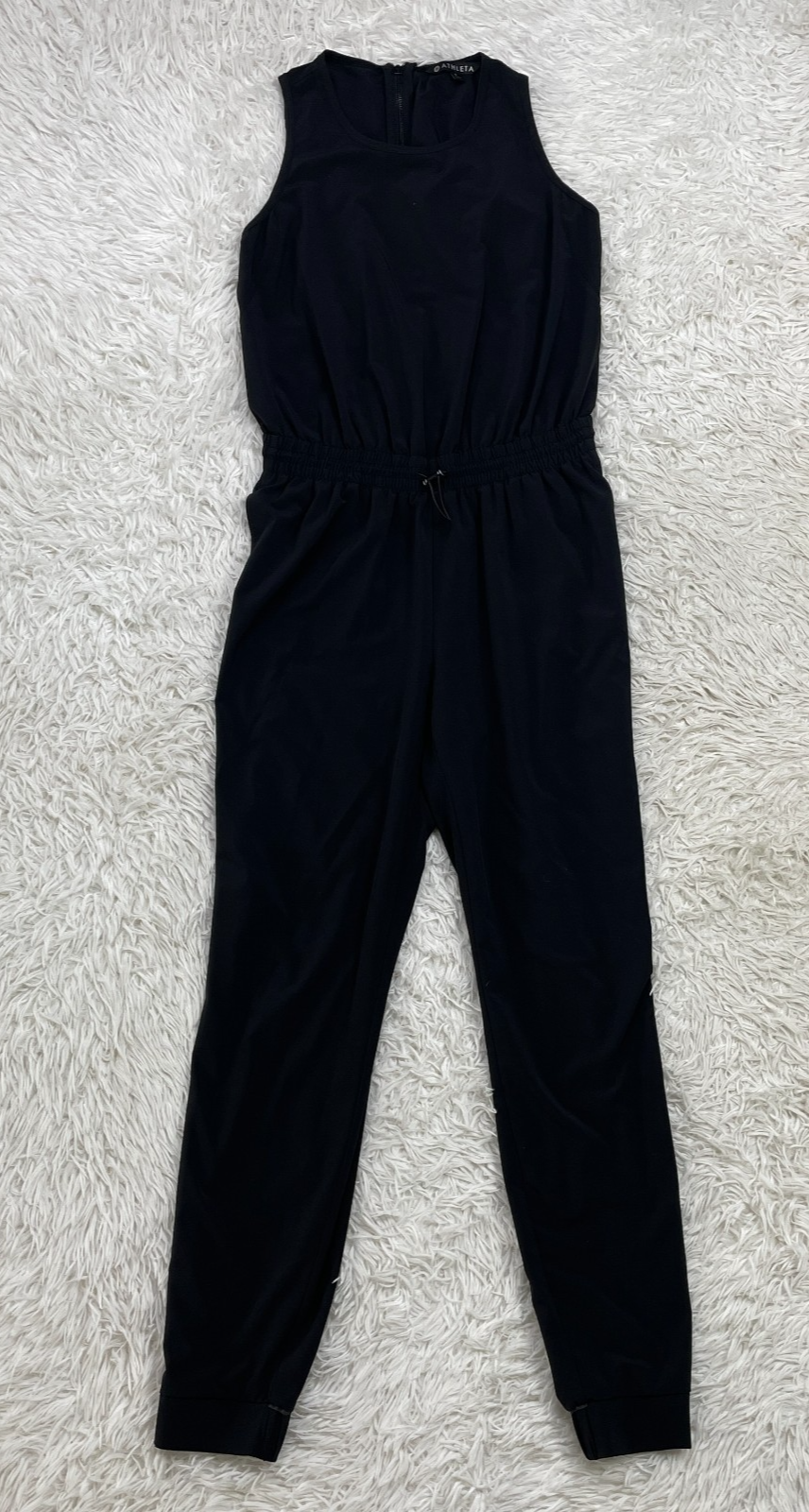 Athleta Romper Womens 6 Black Hillside Jumpsuit Crew Neck Sleeveless Lightweight-image