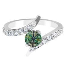 Anello 3,10 ct diamante verde bluastro e diamanti bianchi in argento 925