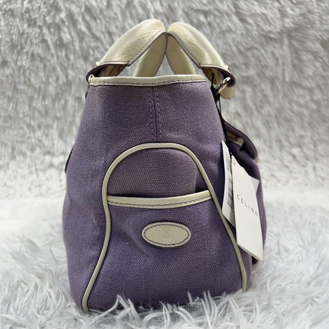 CELINE ハンドバッグ ブギーバッグ レザー キャンバス パープル CELINE セリーヌ ハンドバッグ ブギーバッグ キャンバス/レザー