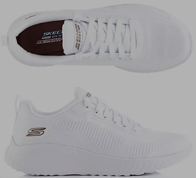 SKECHERS Damen-Sneaker Bobs Squad Chaos Strick/ Mesh Memory Foam Gr.38  Weiß 