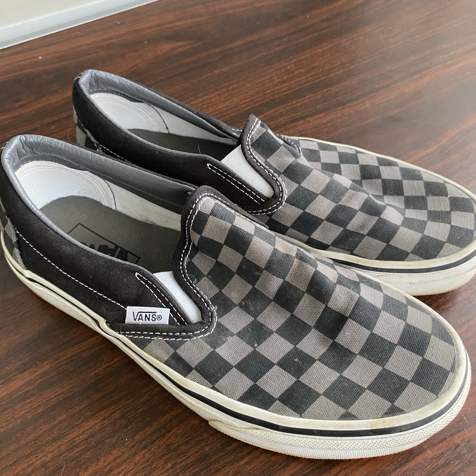 Vans Checkerboard Slip-On Loafers in Black White Gray Sizes 6 7.5-image