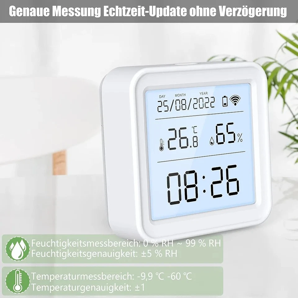 H1 TLKZGO TH08 Wireless Smart Temperature Humidity Sensor, Tabletop Mount WiFi - Image 3 of 4