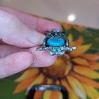 Vintage Owl Pendant Faux Turquoise Green Rhinestone Eyes * Needs Some Love — photo 8