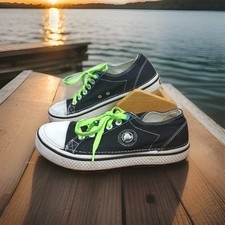 Crocs Hover Lace Up Canvas Womens Sz 9 Mens Sz 7 Black Lightweight Sneaker Shoes
