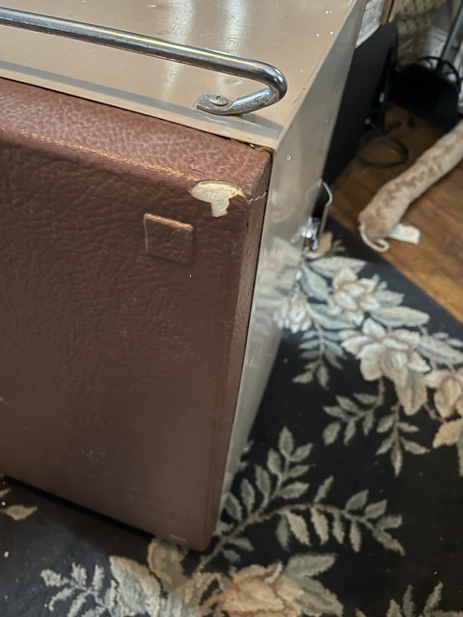「Coleman PhadX-3」USED Antique Coleman Cooler VTG Upright Fridge 3-Way Faux Wood 26