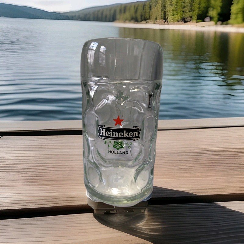 Heineken Holland Beer Stein Mug Large 8 Inches High 3 1/2" Across Rim Bareware