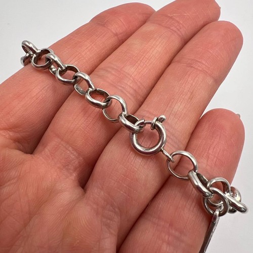 Vintage 800 Silver Charm Bracelet Historic Jewelry PAX 1919 Versailles Marked - Picture 7 of 8