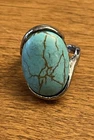 vintage sterling silver large turquoise Stone Ring.  Size 8.5