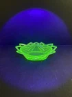 VTG Uranium Green Indiana Glass "Pyramid" Art Deco Bowl 9 3/8” Perfect Condition