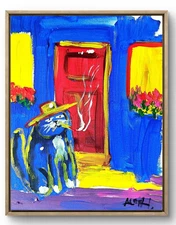 Original Art Cat Cigar 14x11 Colorful Modern Art Acrylic Painting on Canvas