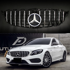 Silver Upper Grille Wled Star For Mercedes Benz W205 C250 C300 C350 2015-2018