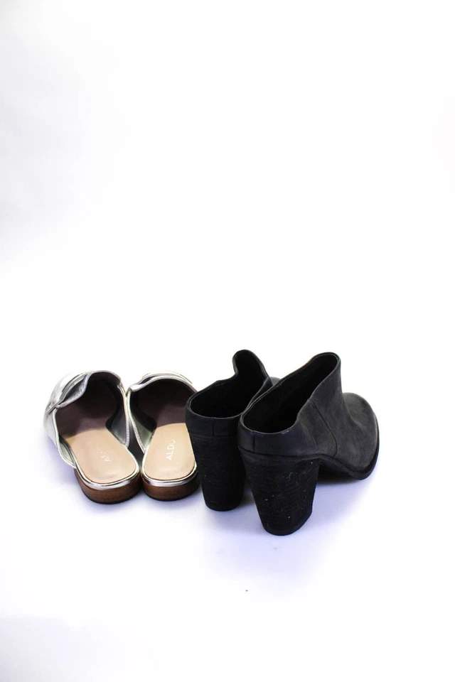 ALDO Mujer Cuero Metálico Mules Botines Planos Sin Espalda Talla 7 7.5 Lote 2 Foto 3 de 4