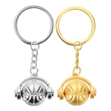 Sports Themed Zinc Alloy Basketball Keyring Durable Small Hanging Keychain
